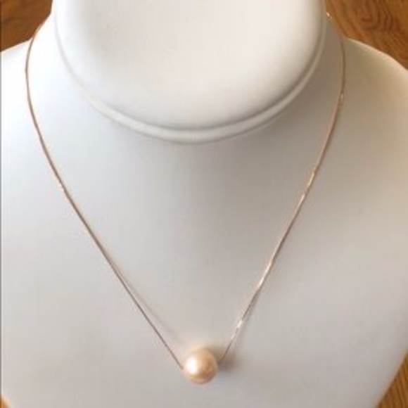 *SOLD** 12mm Edison Pearl Floating Rose Gold Chain - Picture 2 of 7
